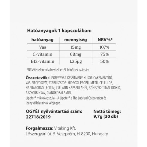VitaFer® Caps Liposzómás Vaskészítmény 30db kapszula - collagen.hu