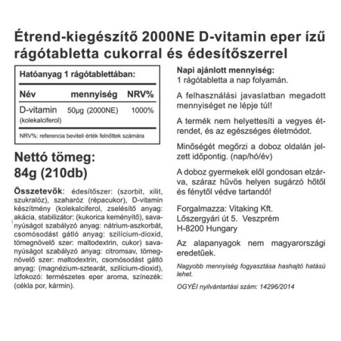 D3-vitamin Epres - 210db rágótabletta - collagen.hu