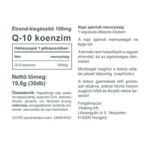 Q10 koenzim 100mg - 30db gélkapszula – collagen.hu