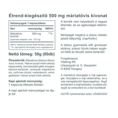 Máriatövis kivonat 500mg – 80db kapszula - collagen.hu