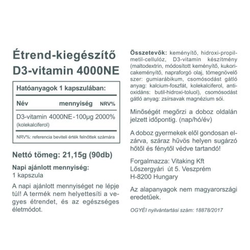 D3-Vitamin 4000NE - 90db lágykapszula - collagen.hu