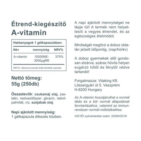 A-Vitamin 10000NE - 250db lágykapszula - collagen.hu