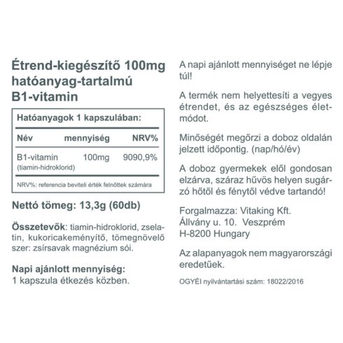 B1-vitamin 100mg - 60db kapszula- collagen.hu