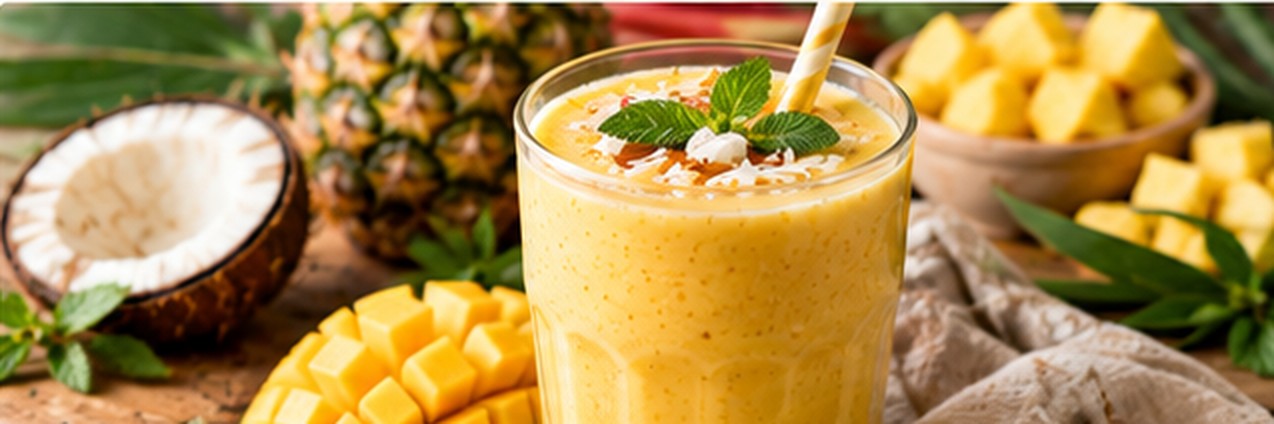 Trópusi mangós-ananászos smoothie RENECOL hidrolizált kollagénnel